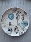 Set Of 3 Salad Plates 8 Inch White Nautical Seahorse Decorative Gallerie Ii Nwt