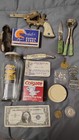 Vintage Junk Drawer Lot Silver Certificate Dollar  Coins  Knife  Mason s  Etc