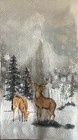 Two Paper Dinner Decoupage Art Craft Napkins - Christmas Watercolor Trees deer