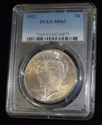 1923-p Pcgs Ms63 Silver Peace Dollar Toned  