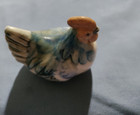Vintage Miniature Ceramic porcelain Blue White Chicken Hen 2 1 4  Tall Figurine
