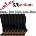  6 Pairs  Copper Compression Socks 20-30mmhg Graduated Support Mens Womens S-xxl