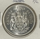 1961 Canada Silver 50-cent Half Dollar Coin - 80  Silver - Cameo