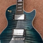 Custom Shop Lp Gray Blue Quilted Maple Top Electric Guitar Chrome Hardware