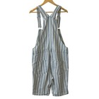 Topman Denim Dungaree Striped Overalls Shorts Blue White Mens Medium Cotton