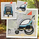 Child Baby Bike Trailer Kids 2 Seater  Bike Stroller Toddler  Blue