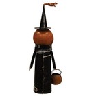 New Primitive Pumpkin Witch Jack O Lantern Recycled Metal Halloween Fall 16 5  T