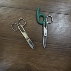 Vintage Klein Tools Electrician   s Scissors 2100-7 Nickel Chrome Usa Lot Of 2