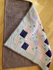 Handmade Patchwork Flannel Baby Crib Quilt Size 47 X 54  Lavendar Fleece Backing