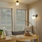 Milk Glass Semi-flush Mount Ceiling Light Black Finish - Hearth   Hand