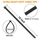 1200pcs Black Cable Zip Ties 12 Inch  Heavy Duty Plastic Nylon Tie Wraps With   