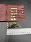 Vintage Metal Shirt Collar Stays In Leather Pouch  3   2 5  And 2 