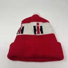 Vtg International Harvester Red Knit Stocking Cap Winter Hat Ih Farm Adv Beanie