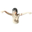 Vintage German Porcelain Half Doll Flapper Karl Schneider Art Deco Arms Out 4 5 