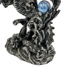 Dragon With Blue Orb Gothic Fantasy Statue  8 1 4  Tall Silver   Black Finish