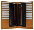 Genuine Leather Slim Credit Card Holder Checkbook Secretary Bifold Wallet Tan