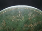 Chinese 19th Century Nice Carved Sponach-green Hetian Jade Circular Plaque U5001