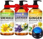 3 Pack Massage Oil Kit Arnica Lavender Ginger With Massage Ball For Spa Therapy