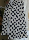 Vintage 1970s Delton Shirtmakers Blouse White W big Blue Polkadots Big Collar M 