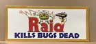 Raid Kills Bugs Dead Vintage Sign  Store Rack Display  Double Sided Antique