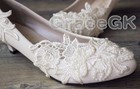 Lace White Ivory Crystal Wedding Shoes Bridal Flats Low High Heel Pump Size 5-12