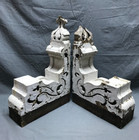 Pair Antique Shabby White Wood Corbel Roof Brackets Old Vtg Chic 1581-22b