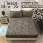  3pcs Fleece Size Sheets Set microfiber Cheetah Brwon Size Full Leopard Print