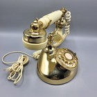 Vtg Radio Shack French Style Telephone Brass   Ivory Corded Rotary Dial Phone