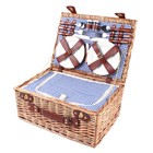 Large Wicker Picnic Basket With Cups Flatware Set Utensils Basket For 4 Person