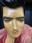 Vintage 1970   s Large Elvis Presley Chalkware Bust Pink Jumpsuit Red Scarf  19   
