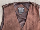 Vintage Modal Brown Genuine Leather Vest Men   s Large Lined Snap Closure Western