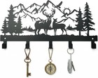 Metal Key Holder Wall Mount  Rustic Cabin Key Rack Hooks  Woodland Wildlife W   
