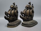 Pair Of Brass   Bronze Colored Ship Bookends