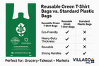  green T-shirt Bags 1 6 Size 2 25 Mil Reusable Heavy Duty Plastic Grocery Sacks 