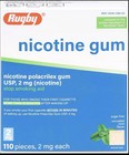 Rugby Polacrilex Nicotine Gum  2mg - Mint Flavor  110 Pieces Per Box  4 Pack