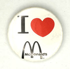 Vintage I Love Mcdonalds Pinback Button Fast Food Advertising  Heart