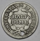 1853 Seated Liberty Half Dime   With Arrows   Holed   212279