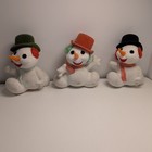 Vintage 50 s Rare Flocked Frosty Snowman Christmas Lot Of 3 Blowmold No Hangers 
