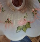 Trio Of Vintage Frosted Glass Shades Featuring Hand-painted Roses Signed Goldie