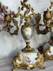 Antique Pair  Of Beautiful French Sevres Style Portrait Porcelain Candlesticks