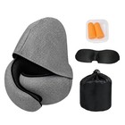 Memory Foam Neck Support Pillow With Hood For Airplane Lightweight Travel Pillow