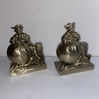 Christopher Columbus Globe Hand-crafted Bookends Vtg Brass Library Desk Decor