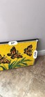 Vintage Framed Latch Hook Rug Wall Hanging 3 Monarch Butterflies 70s