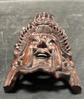 Vintage Hand Carved Wood Mask Guan Yu Deity Dragon Headdresse 9  X 8  Art