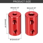 Rigid Screw Coupling 3mm To 4mm Coupler L20mm X D12mm Aluminum Alloy Red 5pack