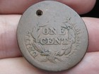 1843- 1857 Braided Hair Large Cent Penny- Large Letters  Holed For Necklace