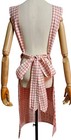 Vtg 50-60s Handmade Red White Gingham Pinafore Apron Chicken Scratch Stitch