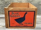 Vintage Blue Goose Pears Wood Fruit Crate W  Label  American National Foods  La