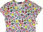New Zikiz Women   s Scrub Uniform Top Ss V-neck Front Pockets Multi-color Sz S
