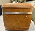 Vtg American Tourister Brown Train Case Cosmetic Vanity Luggage Hard Shell Mcm